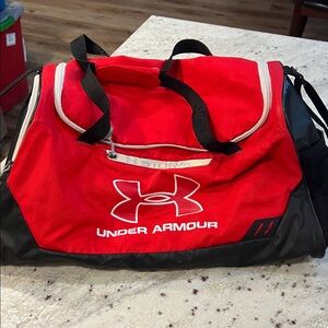 Under Armour Bold Red and Black Duffel Bag